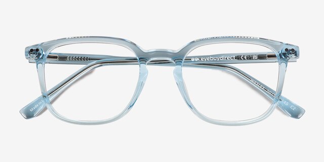 Wesley Clear Blue AcetateEyeglass Frames from EyeBuyDirect, Closed View