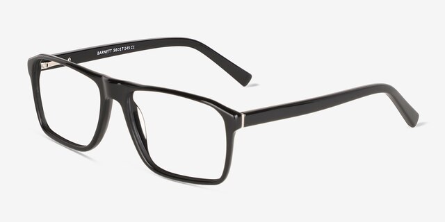 Barnett Solid Black AcétateMontures de lunettes de vue d'EyeBuyDirect, Vue d'Angle