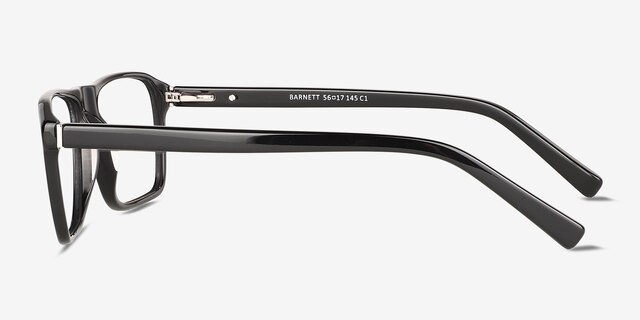 Barnett Solid Black AcétateMontures de lunettes de vue d'EyeBuyDirect, Vue de Côté