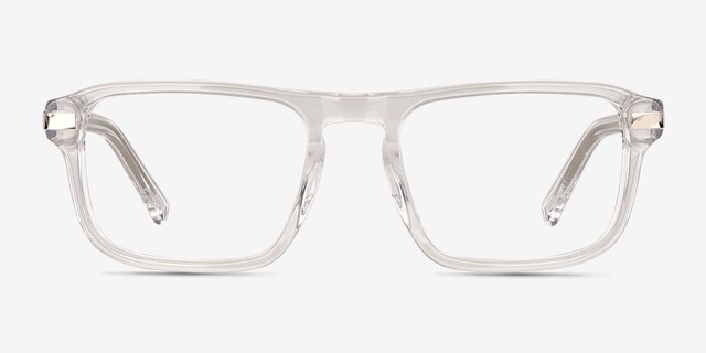 Kiel Clear Shiny Silver AcetateEyeglass Frames from EyeBuyDirect, Front View