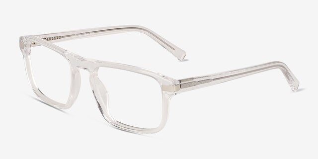 Kiel Clear Shiny Silver AcetateEyeglass Frames from EyeBuyDirect, Angle View