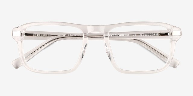 Kiel Clear Shiny Silver AcetateEyeglass Frames from EyeBuyDirect, Closed View