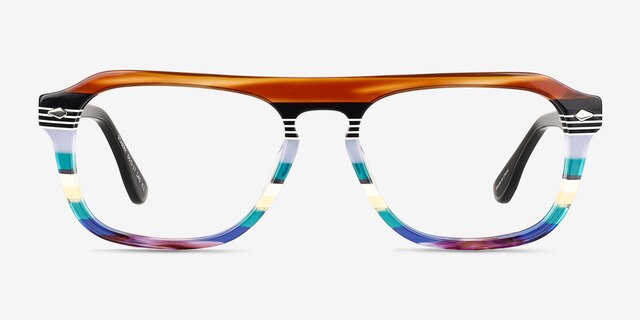 Starry Green Brown Rainbow AcetateEyeglass Frames from EyeBuyDirect, Front View
