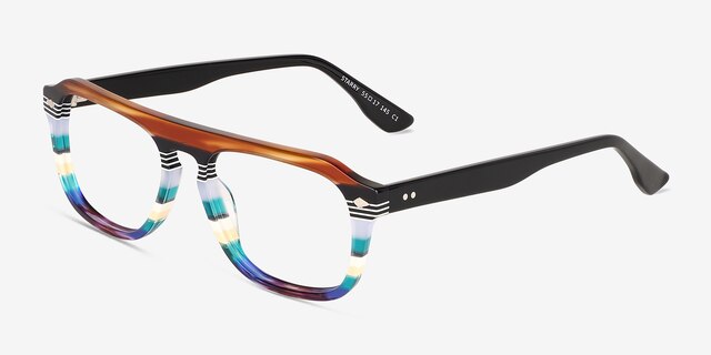Starry Green Brown Rainbow AcetateEyeglass Frames from EyeBuyDirect, Angle View