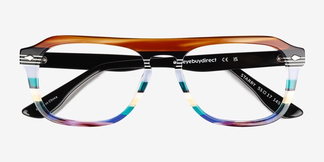 Starry Green Brown Rainbow AcetateEyeglass Frames from EyeBuyDirect, Closed View