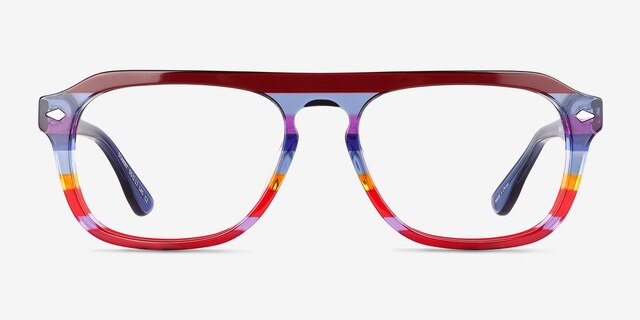 Starry Blue Red Rainbow AcetateEyeglass Frames from EyeBuyDirect, Front View
