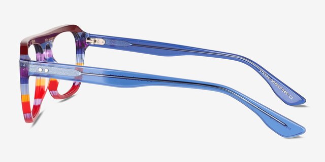 Starry Blue Red Rainbow AcetateEyeglass Frames from EyeBuyDirect, Side View
