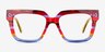 Vibrant Blue Red Rainbow AcetateEyeglass Frames from EyeBuyDirect, Front View