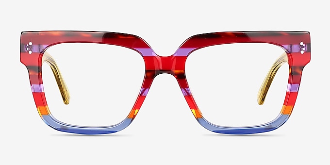 Vibrant Blue Red Rainbow   Acetate Eyeglass Frames