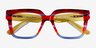 Vibrant Blue Red Rainbow AcetateEyeglass Frames from EyeBuyDirect, Closed View