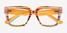 Vibrant Brown Yellow Striped AcetateEyeglass Frames from EyeBuyDirect, Closed View