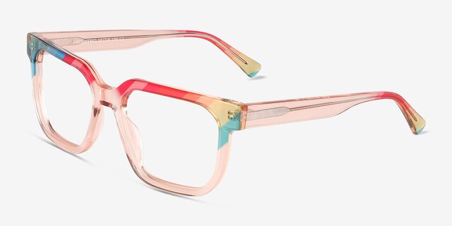 Empowered Rainbow Orange AcetateEyeglass Frames from EyeBuyDirect, Angle View