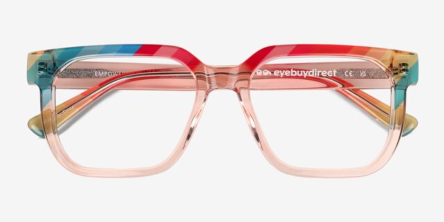 Empowered Rainbow Orange AcetateEyeglass Frames from EyeBuyDirect, Closed View