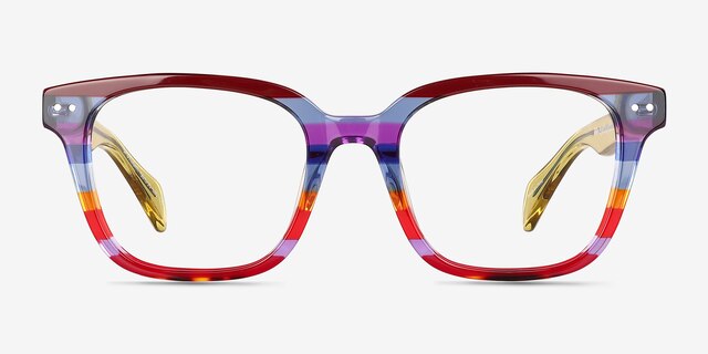 Spotlight Red Blue Rainbow AcetateEyeglass Frames from EyeBuyDirect, Front View