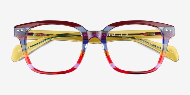 Spotlight Red Blue Rainbow AcetateEyeglass Frames from EyeBuyDirect, Closed View