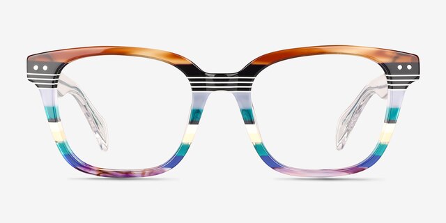 Spotlight Green Brown Rainbow AcetateEyeglass Frames from EyeBuyDirect, Front View