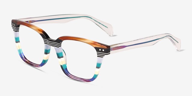 Spotlight Green Brown Rainbow AcetateEyeglass Frames from EyeBuyDirect, Angle View