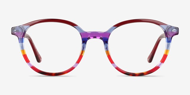 Expression Red Blue Rainbow AcetateEyeglass Frames from EyeBuyDirect, Front View