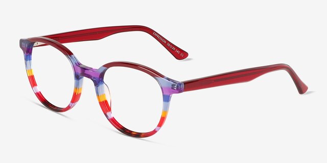 Expression Red Blue Rainbow AcetateEyeglass Frames from EyeBuyDirect, Angle View