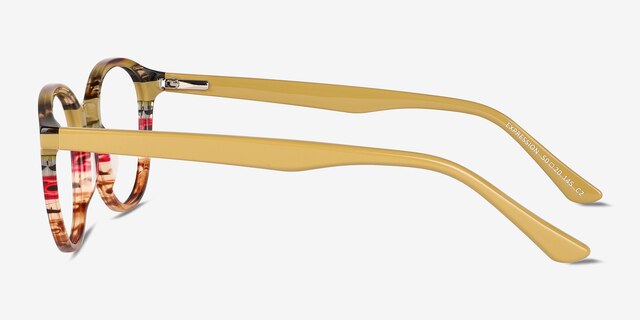 Expression Brown Yellow Striped AcetateEyeglass Frames from EyeBuyDirect, Side View