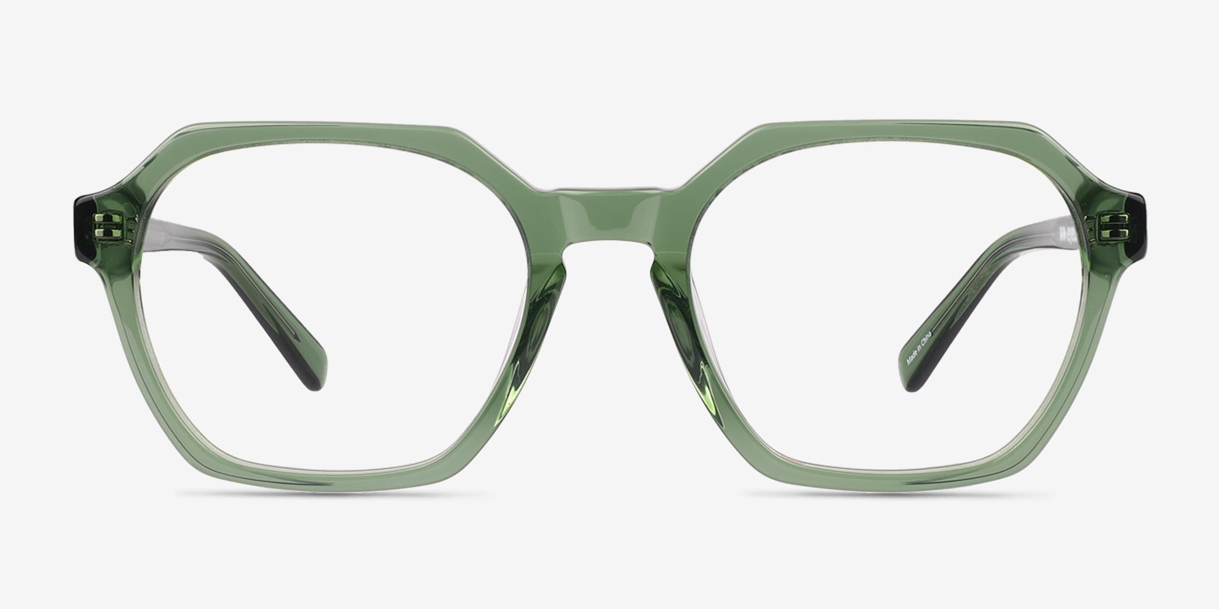 Flare Square Crystal Green Full Rim Eyeglasses | Eyebuydirect display picture 1