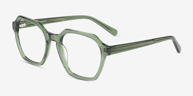 Flare Crystal Green AcétateMontures de lunettes de vue d'EyeBuyDirect, Vue d'Angle