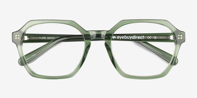 Flare Crystal Green AcétateMontures de lunettes de vue d'EyeBuyDirect, Vue Rapprochée