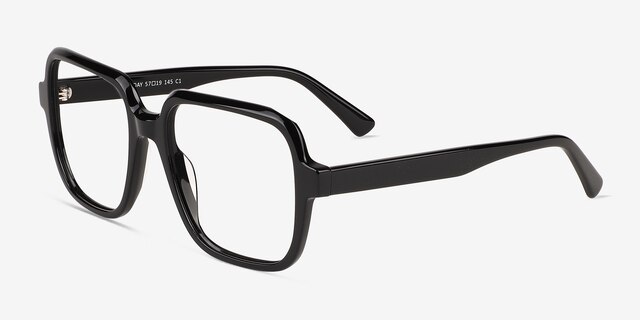 Saturday Black AcetateEyeglass Frames from EyeBuyDirect, Angle View