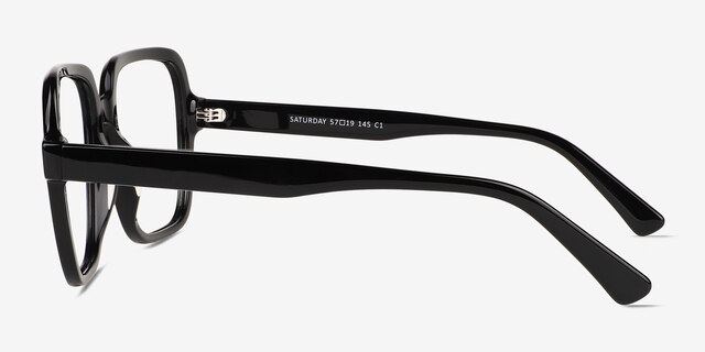 Saturday Black AcetateEyeglass Frames from EyeBuyDirect, Side View