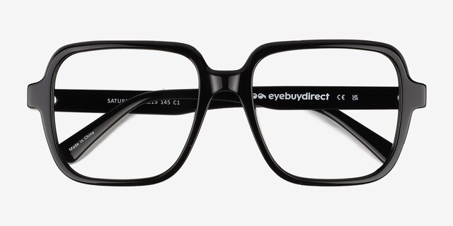 Saturday Black AcetateEyeglass Frames from EyeBuyDirect, Closed View