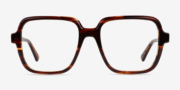 Saturday Brown Striped Acétate Montures de lunettes de vue