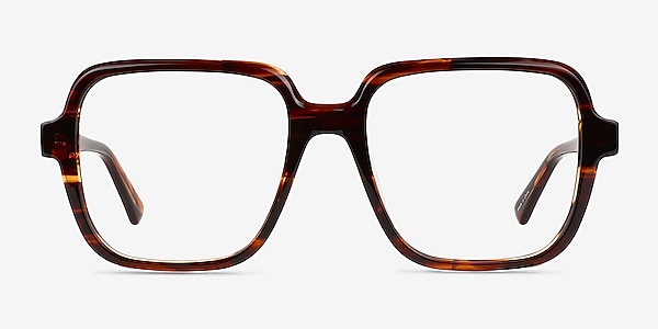 Saturday Brown Striped Acetate Eyeglass Frames