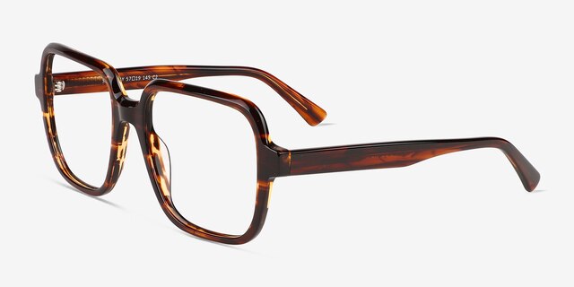 Saturday Brown Striped AcetateEyeglass Frames from EyeBuyDirect, Angle View