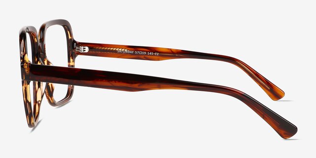 Saturday Brown Striped AcetateEyeglass Frames from EyeBuyDirect, Side View