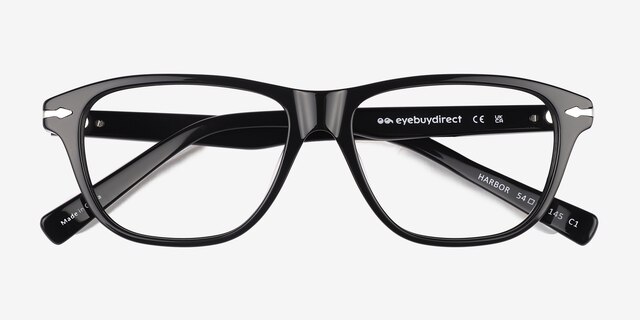 Harbor Black AcetateEyeglass Frames from EyeBuyDirect, Closed View