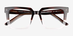 Vineyard Brown Clear Acétate Montures de lunettes de vue d'EyeBuyDirect, Vue Rapprochée