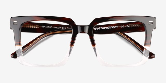 Vineyard Brown Clear AcetateEyeglass Frames from EyeBuyDirect, Closed View