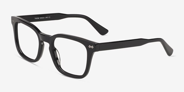 Thom Black AcetateEyeglass Frames from EyeBuyDirect, Angle View