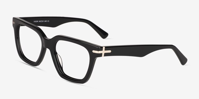 Visor Noir AcétateMontures de lunettes de vue d'EyeBuyDirect, Vue d'Angle