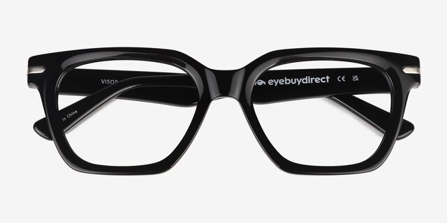 Visor Noir AcétateMontures de lunettes de vue d'EyeBuyDirect, Vue Rapprochée