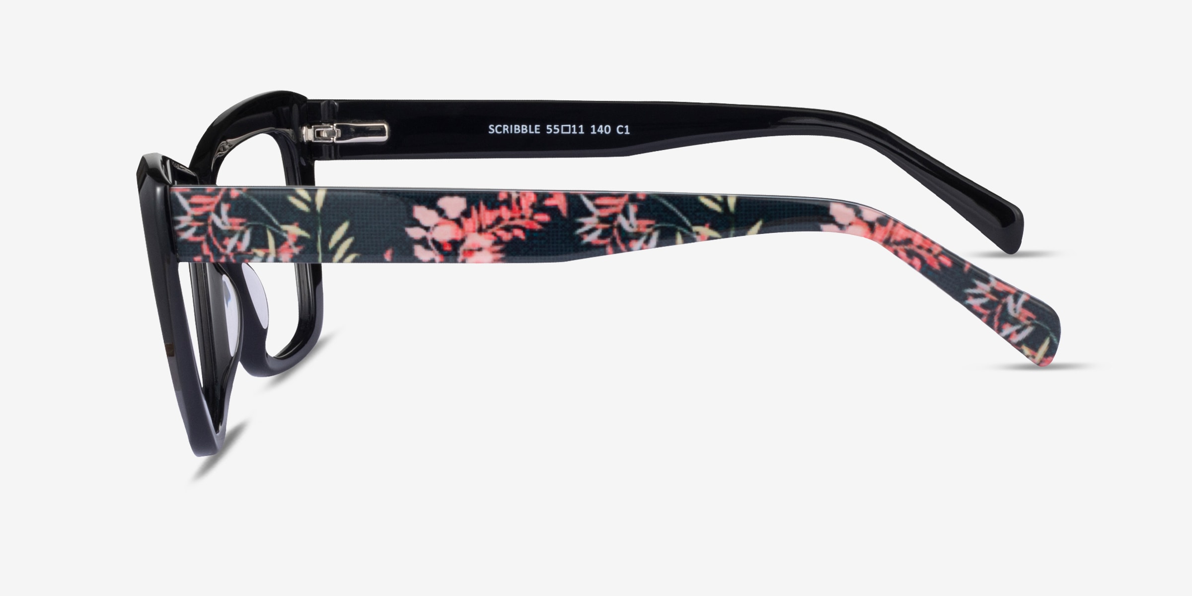 Scribble Cat Eye Black Flower Glasses for Women | Eyebuydirect