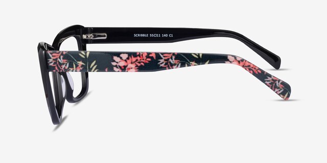 Scribble Black Flower AcetateEyeglass Frames from EyeBuyDirect, Side View