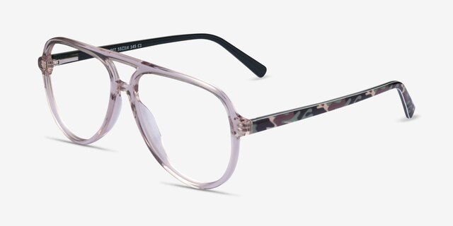 Loft Crystal Light Brown AcetateEyeglass Frames from EyeBuyDirect, Angle View