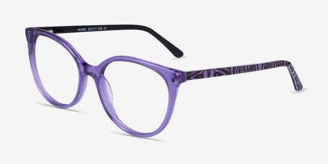 Mural Purple AcetateEyeglass Frames from EyeBuyDirect, Angle View
