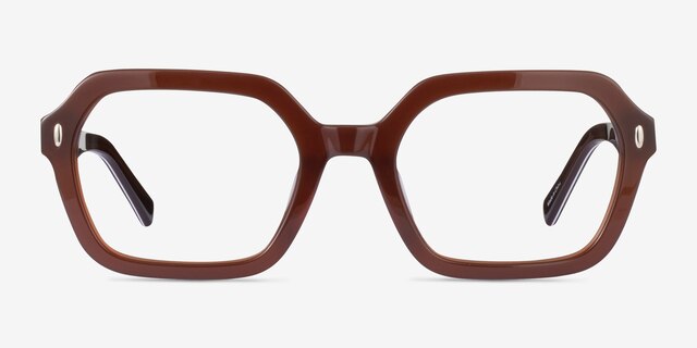 Lacquer Brown AcetateEyeglass Frames from EyeBuyDirect, Front View