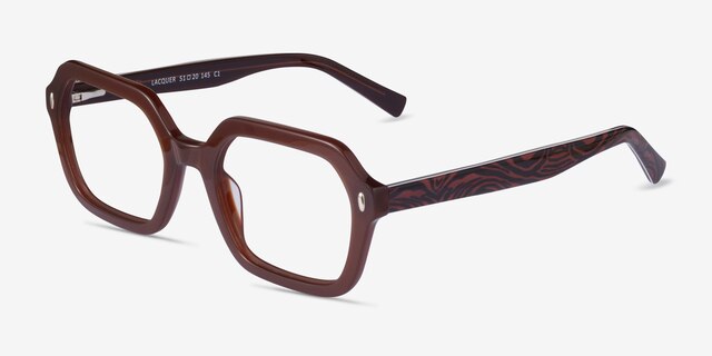 Lacquer Brown AcetateEyeglass Frames from EyeBuyDirect, Angle View