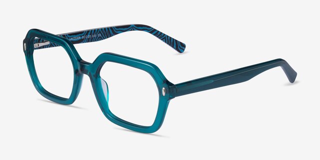 Lacquer Crystal Green AcetateEyeglass Frames from EyeBuyDirect, Angle View