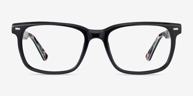 Montage Solid Black Green AcetateEyeglass Frames from EyeBuyDirect, Front View