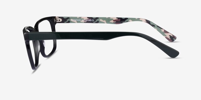 Montage Solid Black Green AcetateEyeglass Frames from EyeBuyDirect, Side View