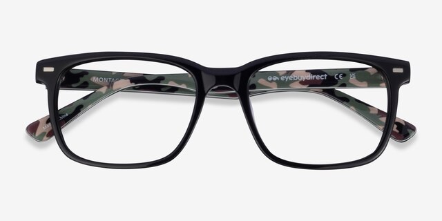 Montage Solid Black Green AcetateEyeglass Frames from EyeBuyDirect, Closed View